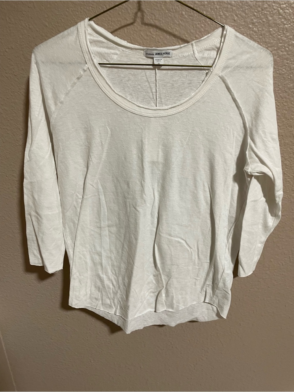 James Perse Women’s Cream Scoop Neck Long Sleeve Top